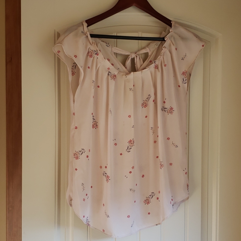 Lauren Conrad Scoop-Neck Floral Top, pink, size S